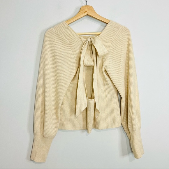 Reformation cashmere Alber Cream Large Sweater long sleeve top me back - Picture 6 of 8